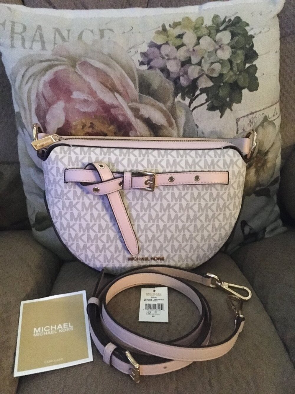 Michael Kors Emilia Signature Half Moon Satchel Crossbody